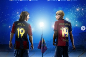 华体会下载-梅西&amp;亚马尔在巴萨前100场数据对比：34球20助&amp;22球33助